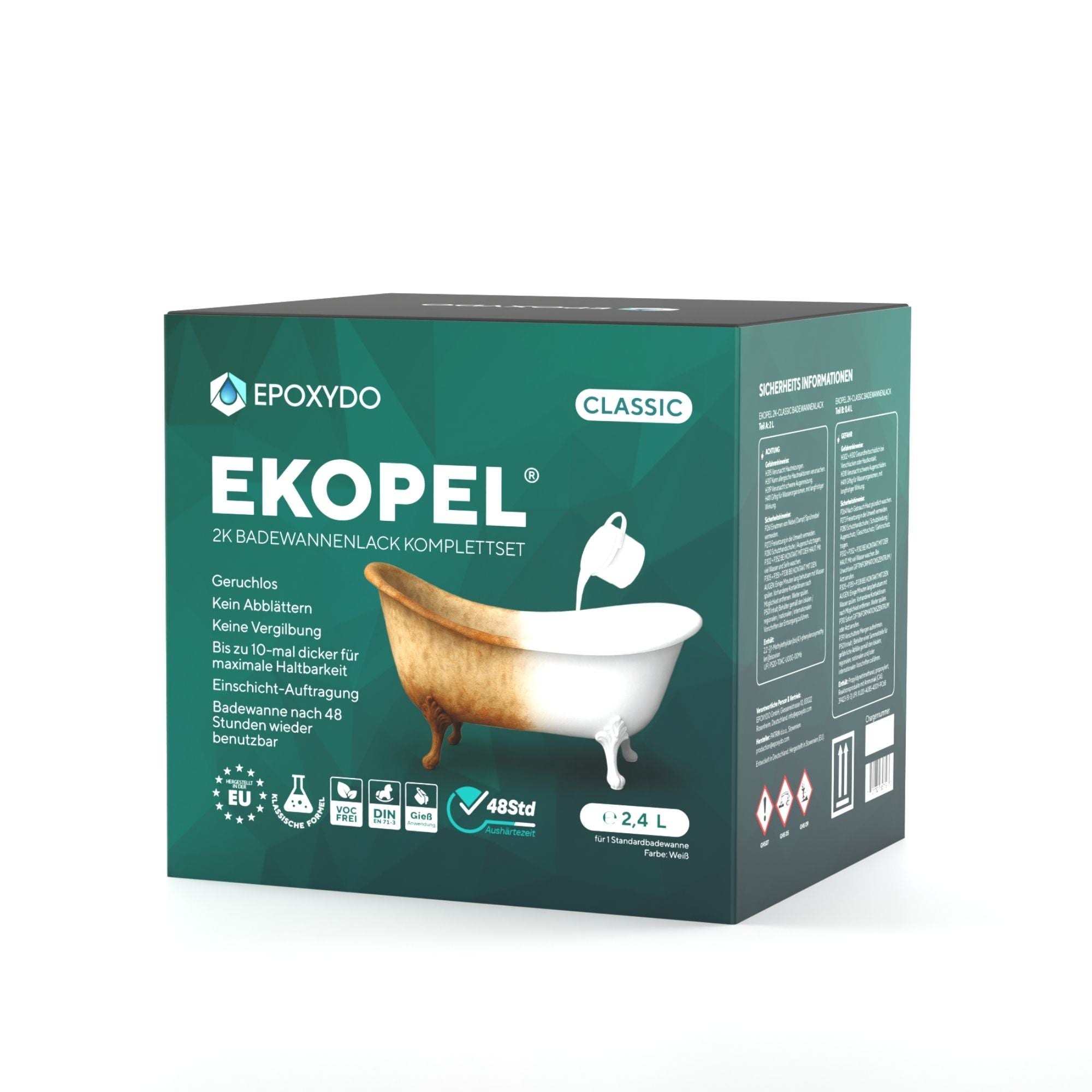 EKOPEL 2K-CLASSIC premaz za obnovo kopalnih kadi. Popolni komplet. Strjevanje v 48 urah.